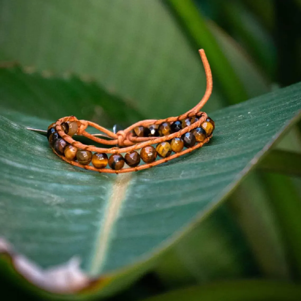 Sloya Bracelet Femme Oeil de tigre et cuir | Femme Bracelet