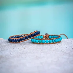 Sloya Bracelet Femme Turquoise et cuir | Femme Bracelet