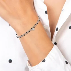 So Charm Bijoux Bracelet Femme So Charm - BD2172-ARGENT-NOIR-DIAMANT - Bracelet Mode Argenté | Femme Bracelet