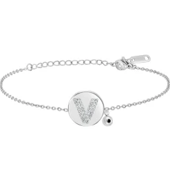So Charm Bijoux Bracelet Femme So Charm - BD2693-ARGENT-V-DIAMANT - Bracelet Argenté Lettre | Femme Bracelet