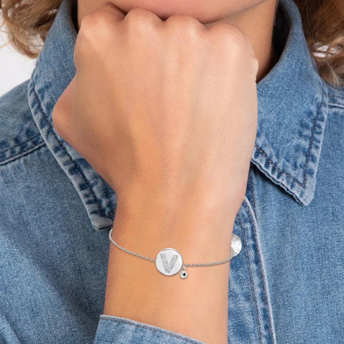 So Charm Bijoux Bracelet Femme So Charm - BD2693-ARGENT-V-DIAMANT - Bracelet Argenté Lettre | Femme Bracelet