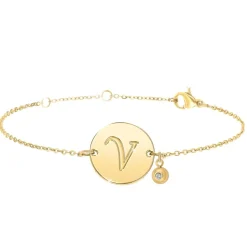 So Charm Bijoux Bracelet Femme So Charm - BD2281-DORE-V-DIAMANT - Bracelet Initial Doré | Femme Bracelet