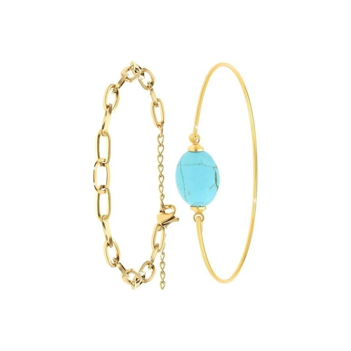 So Charm Bijoux Bracelet Femme So Charm - B2369-DORE+B2492-TURQUOISE - Bracelet Mode Doré | Femme Bracelet
