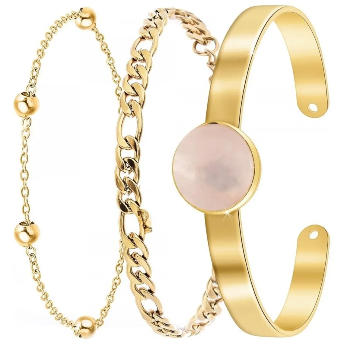 So Charm Bijoux Bracelet Femme So Charm - B2371-DORE+B2384-DORE+B2494-ROSE - Bracelets Mode Dorés | Femme Bracelet