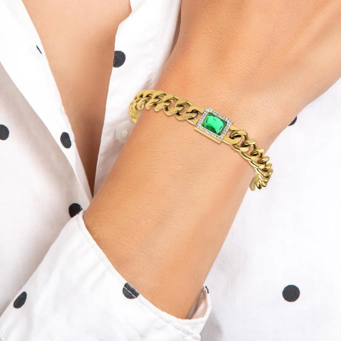 So Charm Bijoux Bracelet Femme So Charm - B3216-DORE-VERT - Bracelet Mode Doré | Femme Bracelet