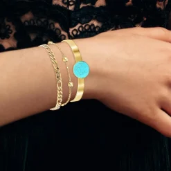 So Charm Bijoux Bracelet Femme So Charm - B2371-DORE+B2384-DORE+B2494-TURQUOISE - Bracelets Mode Dorés | Femme Bracelet