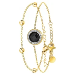 So Charm Bijoux Bracelet Femme So Charm - B2125-NOIR+B2371-DORE - Bracelet Mode Doré | Femme Bracelet