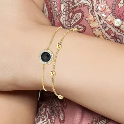So Charm Bijoux Bracelet Femme So Charm - B2125-NOIR+B2371-DORE - Bracelet Mode Doré | Femme Bracelet