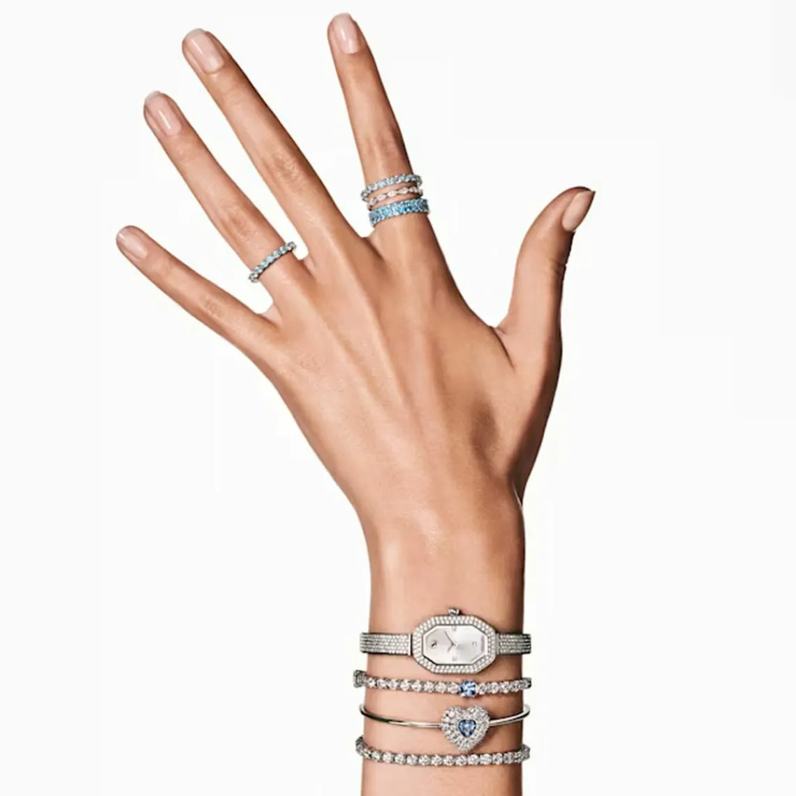 Swarovski Bijoux Bracelet Femme Swarovski Hyperbola Soft Heartt - 5680393 bleu,argent | Femme Bracelet