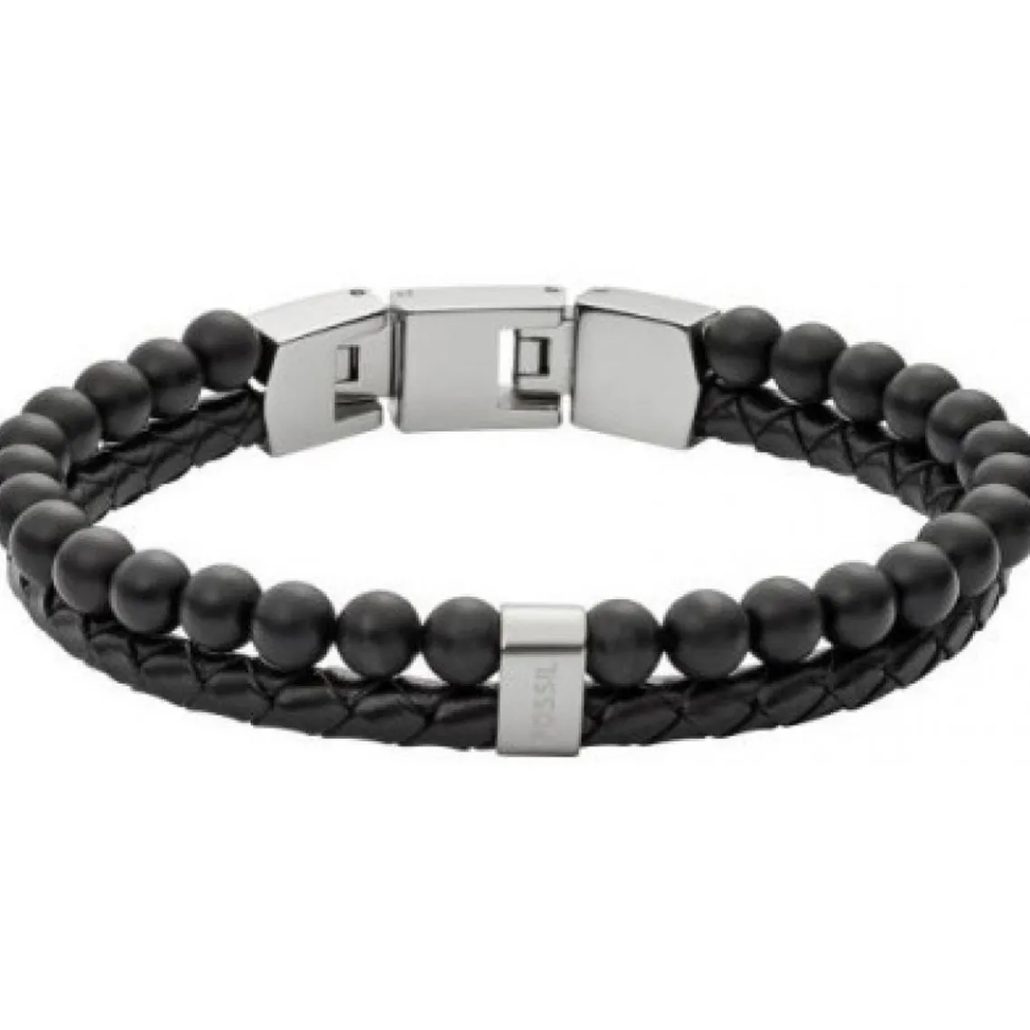 Fossil Bijoux Bracelet JF02763040 - Bracelet Cuir Acier Noir Homme | Homme Bracelet