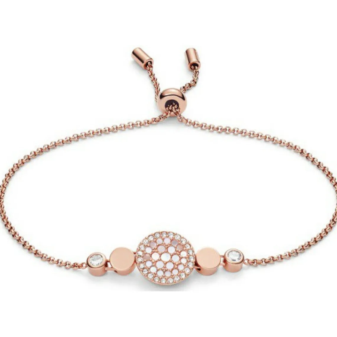 Fossil Bijoux Bracelet JF02905791 - DISQUE NACRÉ DORÉ ROSE Ajustable 16,5 cm Femme | Femme Bracelet