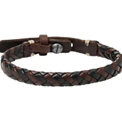 Fossil Bijoux Bracelet Fossil JA5932716 - Bracelet Cuir Marron Homme | Homme Bracelet