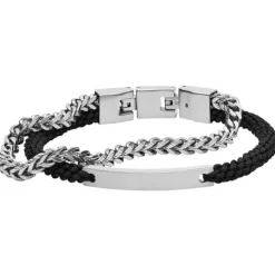 Fossil Bijoux Bracelet Fossil JF03325040 - VINTAGE CASUAL Acier Argenté Homme | Homme Bracelet