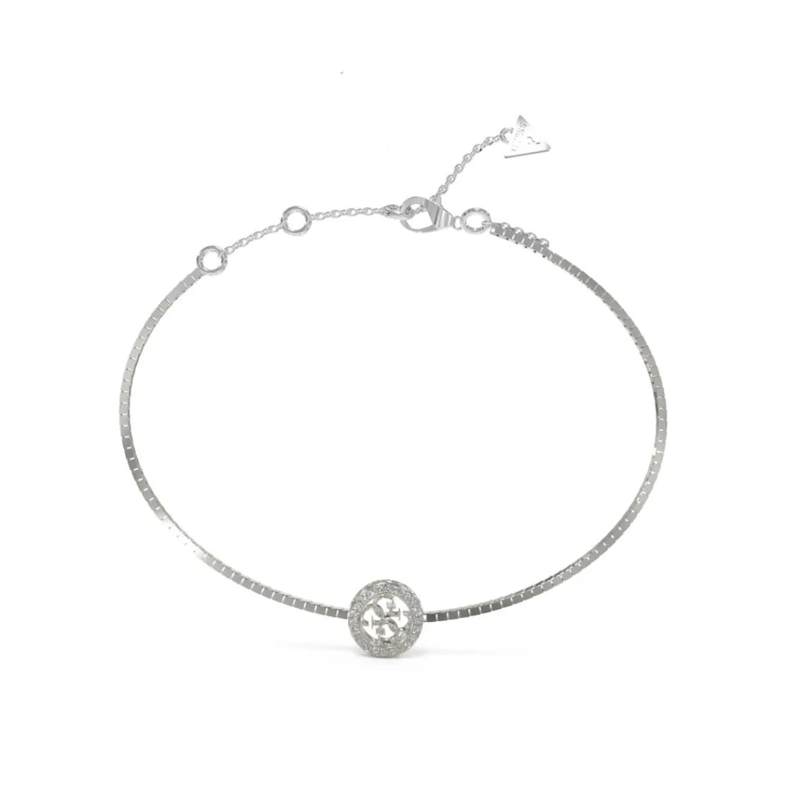 Guess Bijoux Bracelet 4G Crush Acier Rhodié Chaîne Carrée Et Pampille 4G | Femme Bracelet