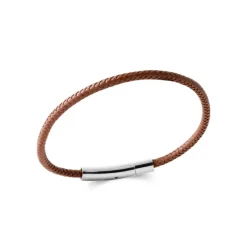 Maison de la Bijouterie Bracelet Homme acier cuir tressée marron 3ZY0UVZU | Homme Bracelet