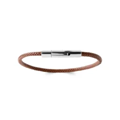 Maison de la Bijouterie Bracelet Homme acier cuir tressée marron 3ZY0UVZU | Homme Bracelet