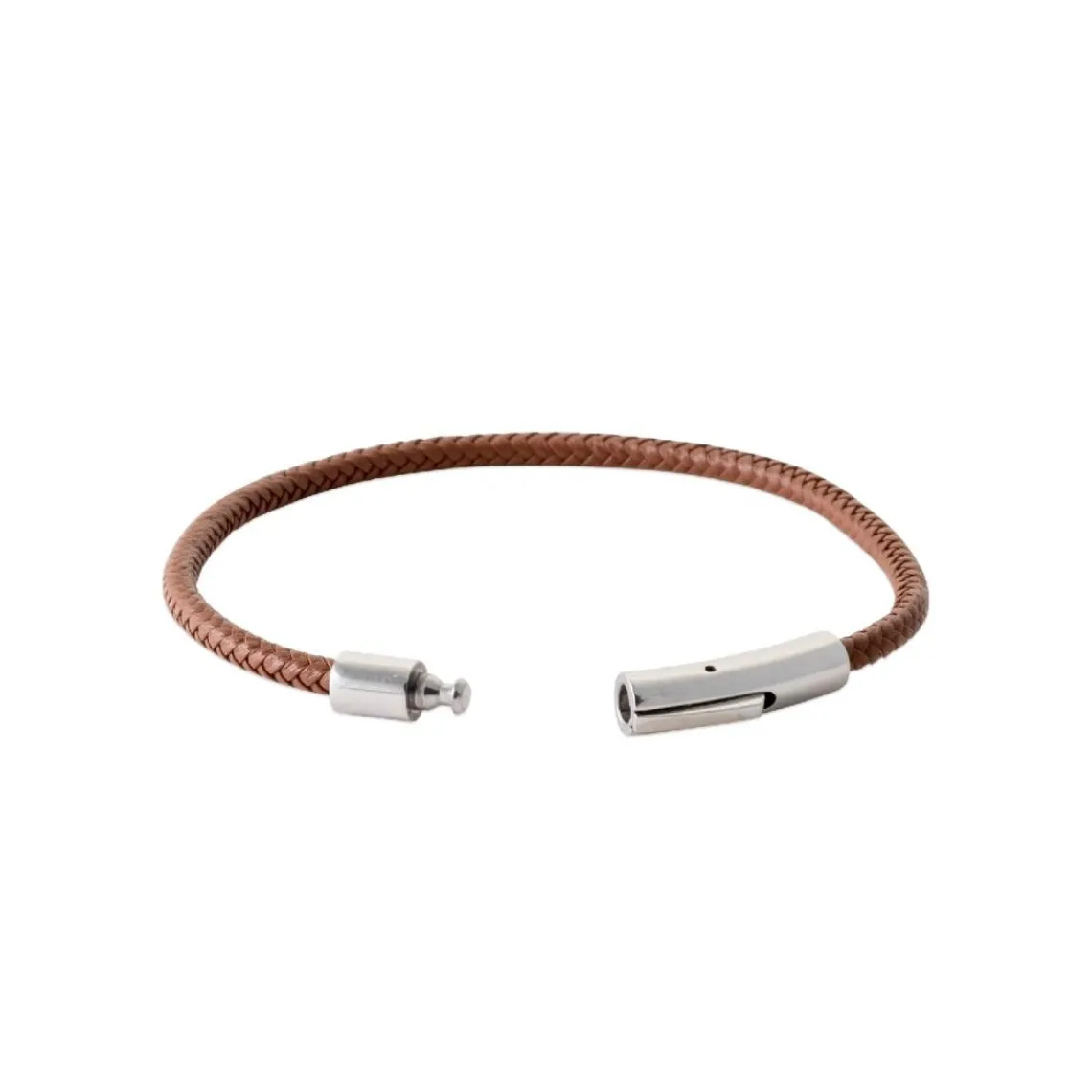 Maison de la Bijouterie Bracelet Homme acier cuir tressée marron 3ZY0UVZU | Homme Bracelet
