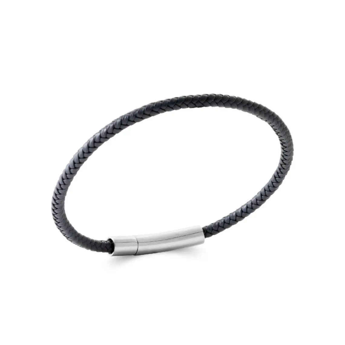 Maison de la Bijouterie Bracelet Homme acier cuir tressé noir 3ZY0U6ZU | Homme Bracelet