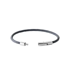 Maison de la Bijouterie Bracelet Homme acier cuir tressé noir 3ZY0U6ZU | Homme Bracelet