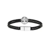 Maison de la Bijouterie Bracelet Homme acier double cuir tressé noir 3ZYZZVZV | Homme Bracelet