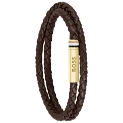 Boss Bijoux Bracelet Homme Ares - 1580670M Acier, Cuir Marron, Doré | Homme Bracelet