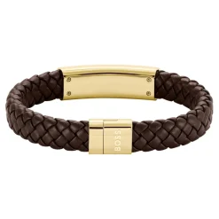 Boss Bijoux Bracelet Homme Lander - 1580746M Acier, Cuir Marron, Doré | Homme Bracelet
