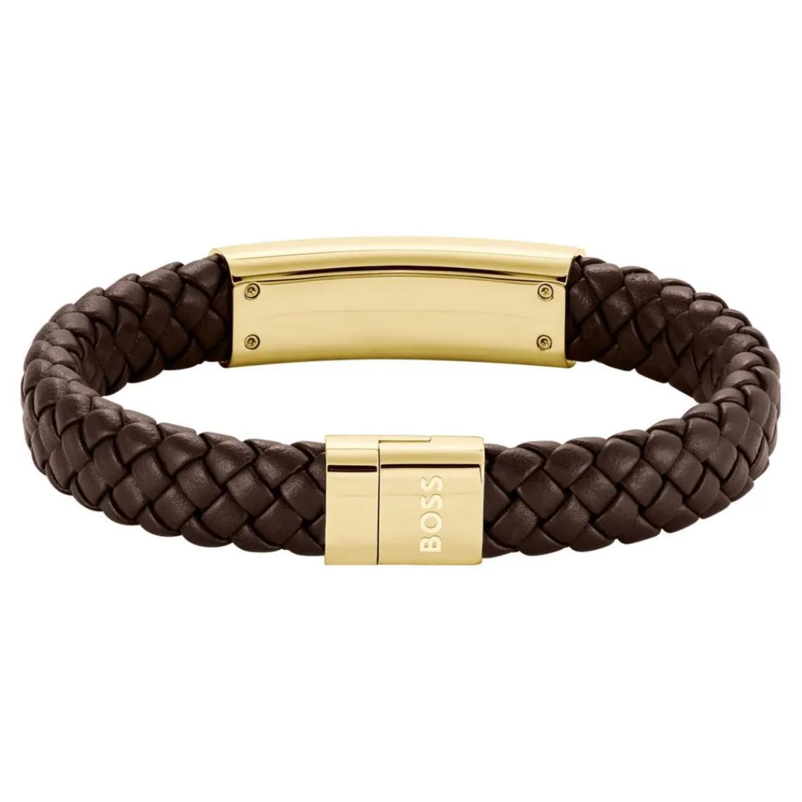 Boss Bijoux Bracelet Homme Lander - 1580746M Acier, Cuir Marron, Doré | Homme Bracelet