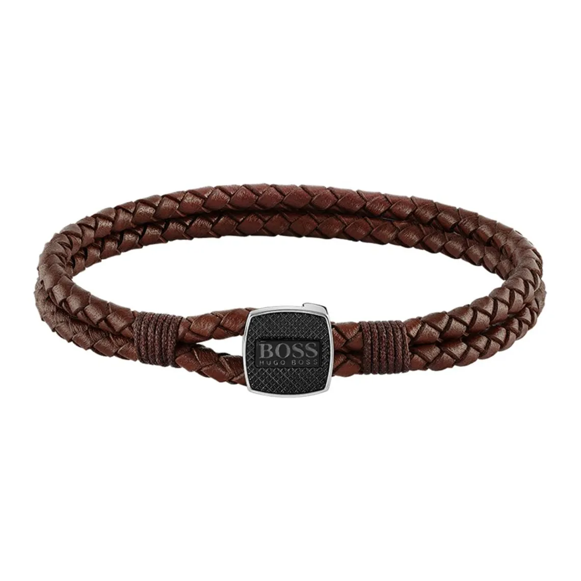 Boss Bijoux Bracelet Homme Seal - 1580048 Cuir, Acier Marron, Noir | Homme Bracelet