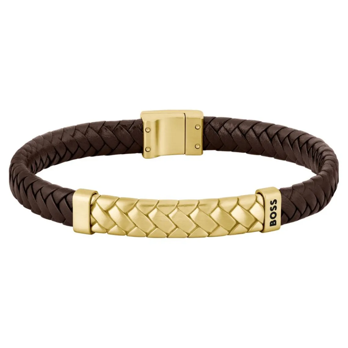Boss Bijoux Bracelet Homme Tailored - 1580675M Acier, Cuir Marron, Doré | Homme Bracelet