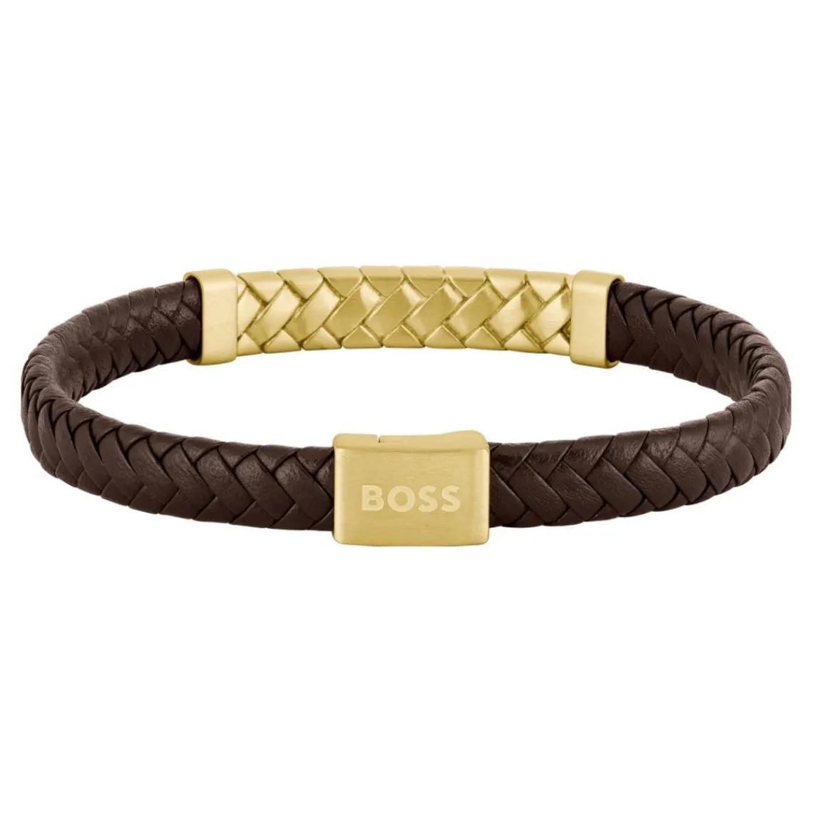 Boss Bijoux Bracelet Homme Tailored - 1580675M Acier, Cuir Marron, Doré | Homme Bracelet