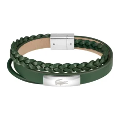 Lacoste Bracelet Homme Fusion - 2040319 Cuir Argent, Vert | Homme Bracelet