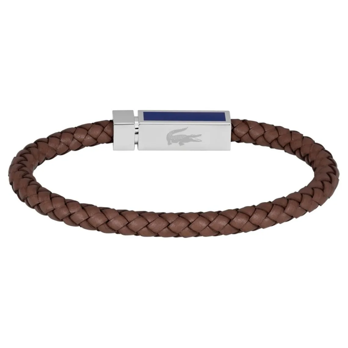 Lacoste Bracelet Homme Rokel - 2040450 Acier, Cuir Marron, Bleu | Homme Bracelet