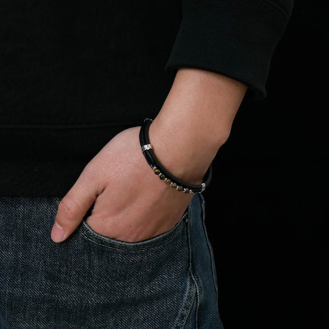 Redskins Bracelet Homme Bijoux - 285819 Cuir Noir | Homme Bracelet