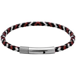 Rochet Bracelet Homme DRIVER - cuir tressé bleu, blanc, rouge | Homme Bracelet