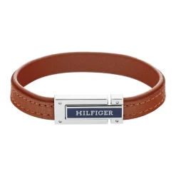 Tommy Hilfiger Bijoux Bracelet Homme Tommy Hilfiger Flat - 2790560 Acier, Cuir Argent, Marron | Homme Bracelet