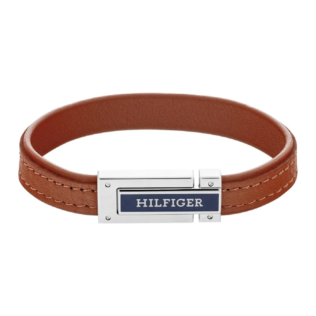 Tommy Hilfiger Bijoux Bracelet Homme Tommy Hilfiger Flat - 2790560 Acier, Cuir Argent, Marron | Homme Bracelet