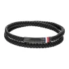 Tommy Hilfiger Bijoux Bracelet Homme Tommy Hilfiger Double - 2790552 Acier, Cuir Noir | Homme Bracelet