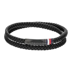 Tommy Hilfiger Bijoux Bracelet Homme Tommy Hilfiger Double - 2790552 Acier, Cuir Noir | Homme Bracelet