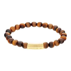 Tommy Hilfiger Bijoux Bracelet Homme Tommy Hilfiger Beads - 2790582 Acier Doré, Marron Ajustable Circonference Interieure : 180Mm | Homme Bracelet