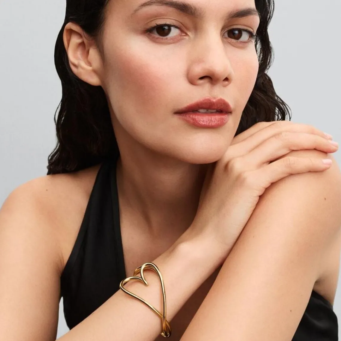 Pandora Bracelet Jonc Cœur Organique Doré | Femme Bracelet