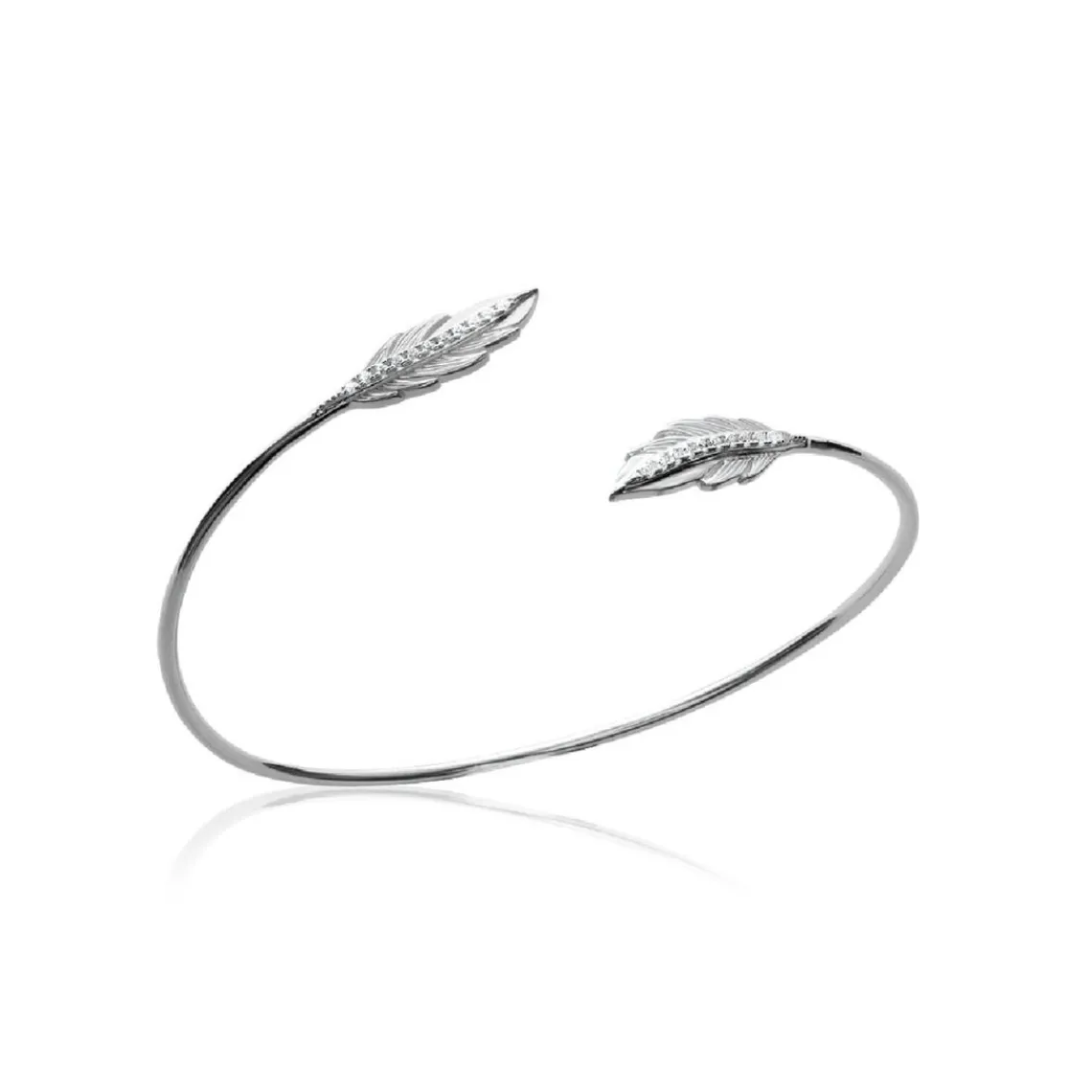 Maison de la Bijouterie Bracelet Jonc femme fantaisie plume oxyde de zirconium argent VWZWWW56 | Femme Bracelet