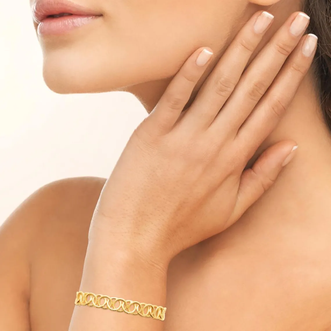 Maison de la Bijouterie Bracelet Jonc femme fantaisie plaqué or UYYZ335V | Femme Bracelet