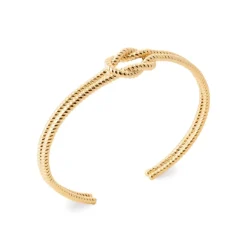 Maison de la Bijouterie Bracelet Jonc femme fantaisie cordage plaqué or UYY0635V | Femme Bracelet