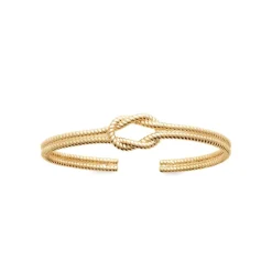 Maison de la Bijouterie Bracelet Jonc femme fantaisie cordage plaqué or UYY0635V | Femme Bracelet