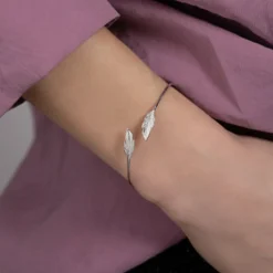 Maison de la Bijouterie Bracelet Jonc femme fantaisie plume Argent WYZ40Y56 | Femme Bracelet