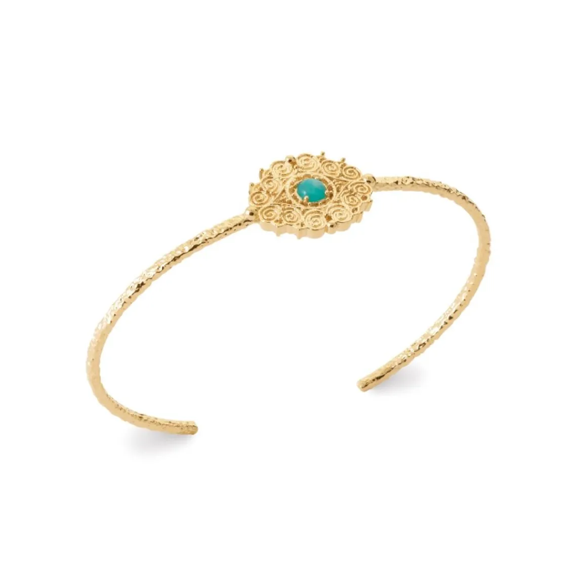 Maison de la Bijouterie Bracelet jonc femme fantaisie amazonite plaqué or UW40435V | Femme Bracelet
