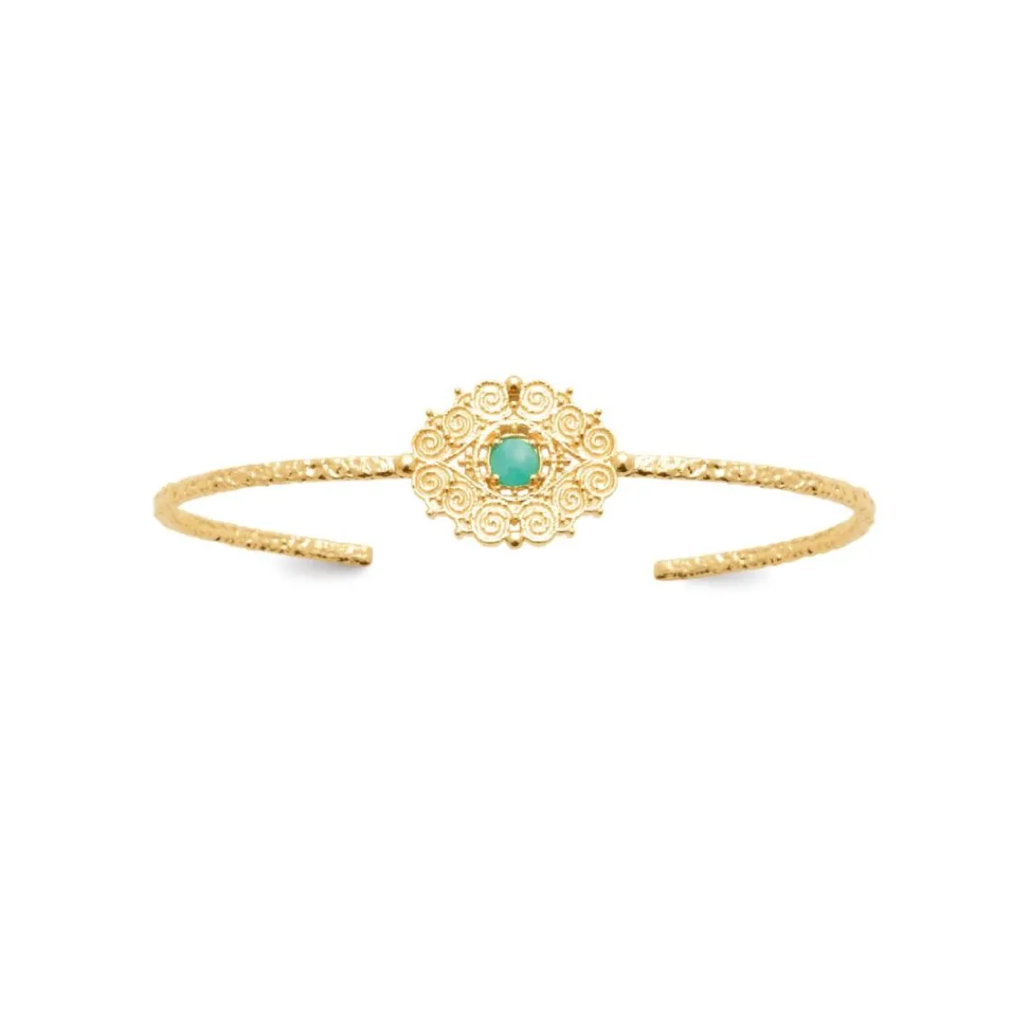 Maison de la Bijouterie Bracelet jonc femme fantaisie amazonite plaqué or UW40435V | Femme Bracelet