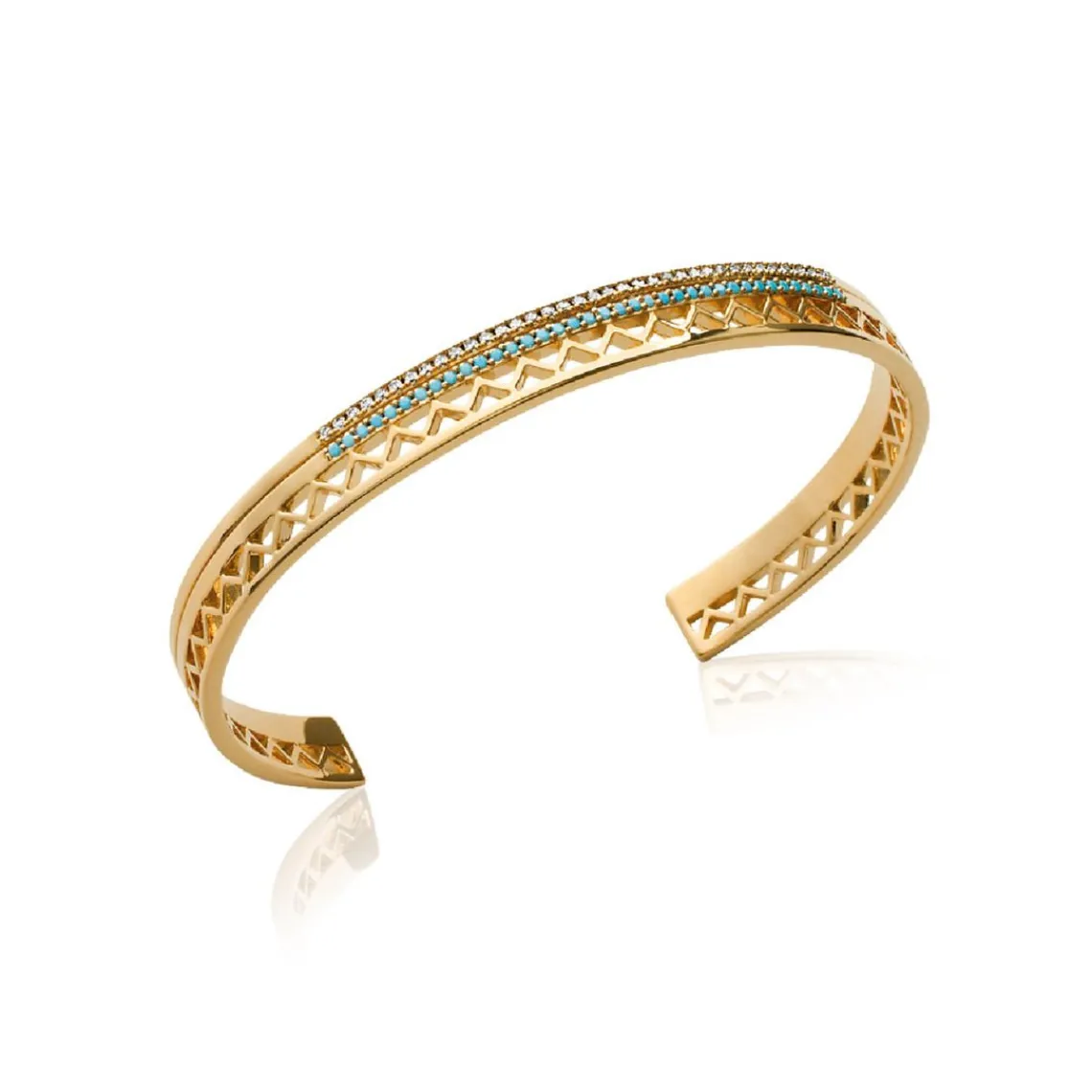 Maison de la Bijouterie Bracelet jonc femme plaqué or turquoise serti griffe - UWZWUV56 | Femme Bracelet