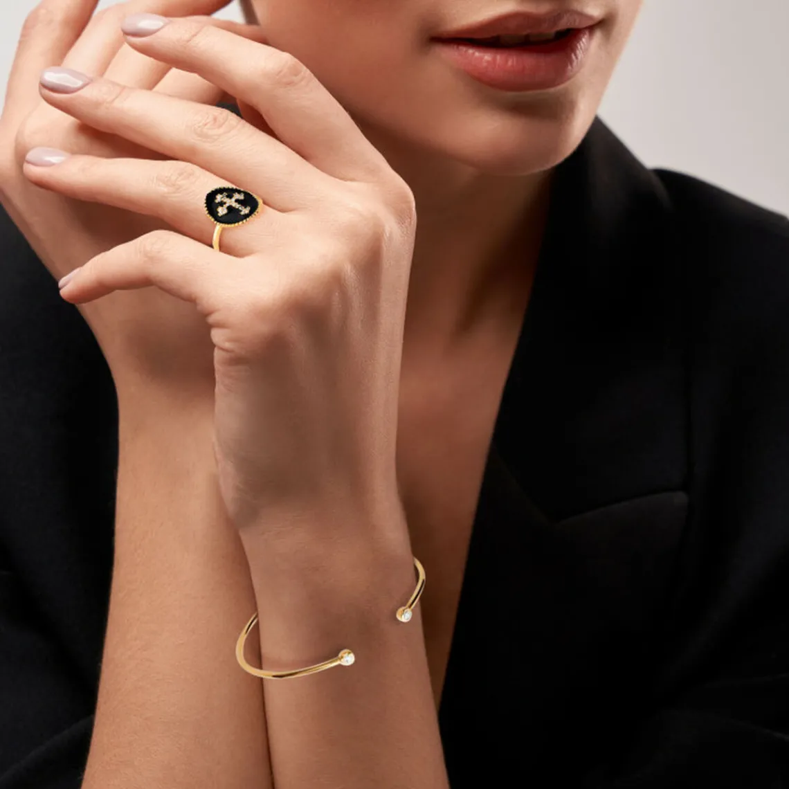 Maison de la Bijouterie Bracelet Jonc plaqué or oxyde de zirconium 56mm UWZ65656 | Femme Bracelet