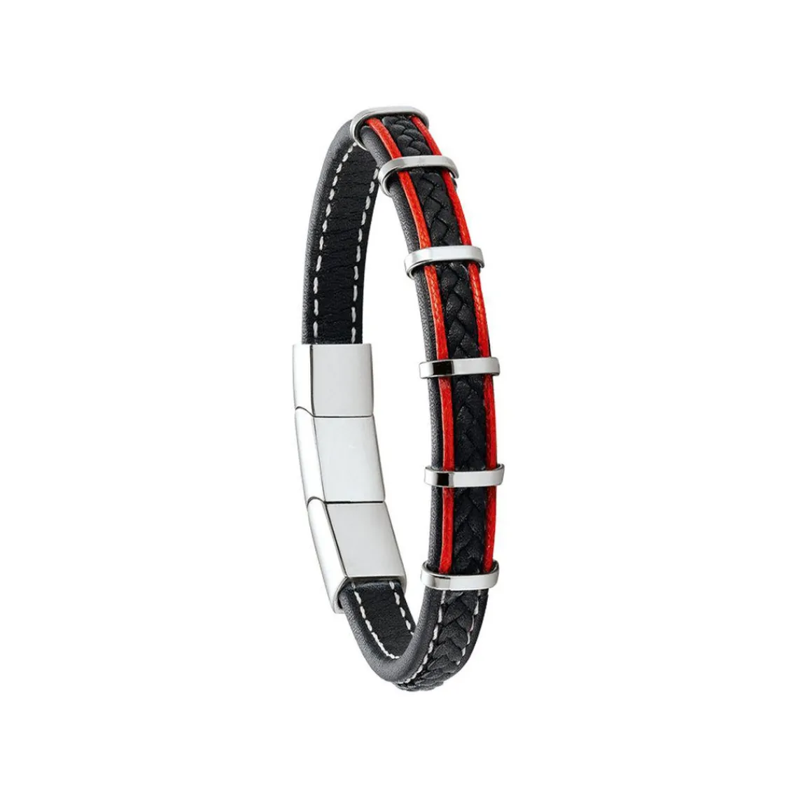 Jourdan Bracelet KESSEL RC011H - Bracelet En Cuir et Acier Homme | Homme Bracelet